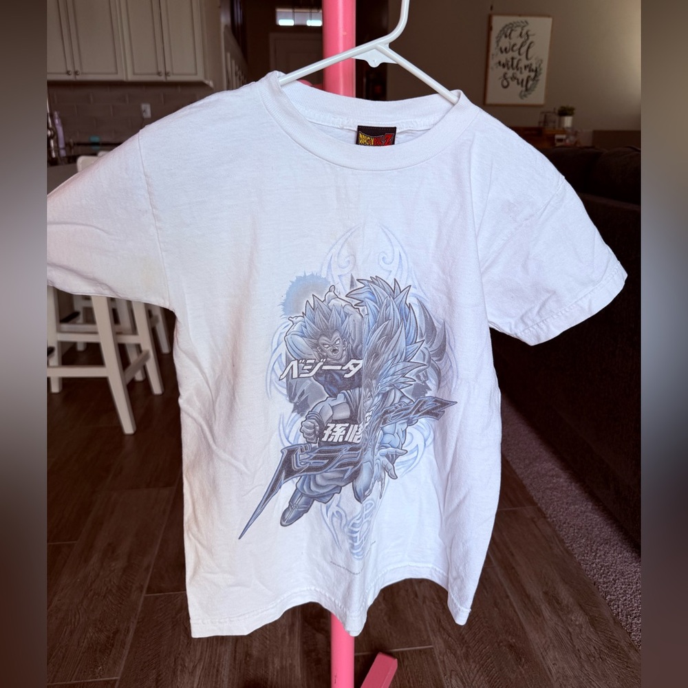 Vintage Dragon Ball Z Anime T-Shirt White Goku Vegeta Graphic 2001/ Kids L